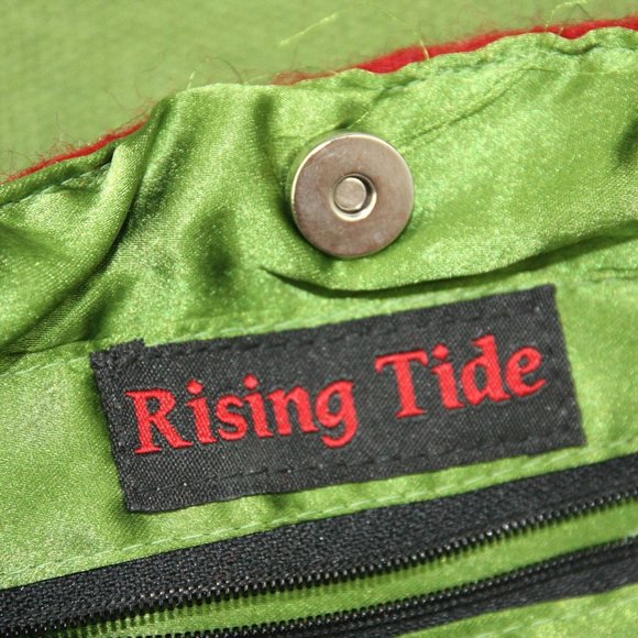 Rising Tide Felt Flowers Canvas Purse Handbag Shoulder Bag Small Tote Green - Picture 7 of 7